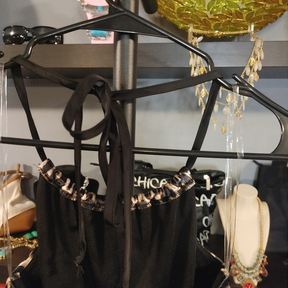 Wild Fable Sleeveless Animal Print Velour Dress, Ties Around Neck. Size Small - Picture 4 of 7